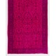 Fuchsia Pink Overdyed Turkish Runner Rug, Floral Pattern Vintage Handmade Corridor Carpet. 5 x 13 Ft (150 x 396 cm)