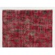 Distressed Red Overdyed Rug, 1960s Hand-Knotted Central Anatolian Carpet. 5.4 x 8 Ft (162 x 245 cm)