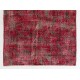 Distressed Red Overdyed Rug, 1960s Hand-Knotted Central Anatolian Carpet. 5.4 x 8 Ft (162 x 245 cm)