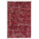 Distressed Red Overdyed Rug, 1960s Hand-Knotted Central Anatolian Carpet. 5.4 x 8 Ft (162 x 245 cm)
