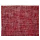 Distressed Red Overdyed Rug, 1960s Hand-Knotted Central Anatolian Carpet. 5.5 x 9 Ft (165 x 274 cm)