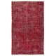Distressed Red Overdyed Rug, 1960s Hand-Knotted Central Anatolian Carpet. 5.5 x 9 Ft (165 x 274 cm)