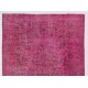 Distressed Pink Overdyed Rug, Vintage Handmade Carpet from Turkey. 5.6 x 8.5 Ft (168 x 257 cm)