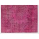 Distressed Pink Overdyed Rug, Vintage Handmade Carpet from Turkey. 5.6 x 8.5 Ft (168 x 257 cm)