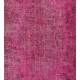 Distressed Pink Overdyed Rug, Vintage Handmade Carpet from Turkey. 5.6 x 8.5 Ft (168 x 257 cm)