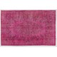 Distressed Pink Overdyed Rug, Vintage Handmade Carpet from Turkey. 5.6 x 8.5 Ft (168 x 257 cm)