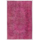 Distressed Pink Overdyed Rug, Vintage Handmade Carpet from Turkey. 5.6 x 8.5 Ft (168 x 257 cm)