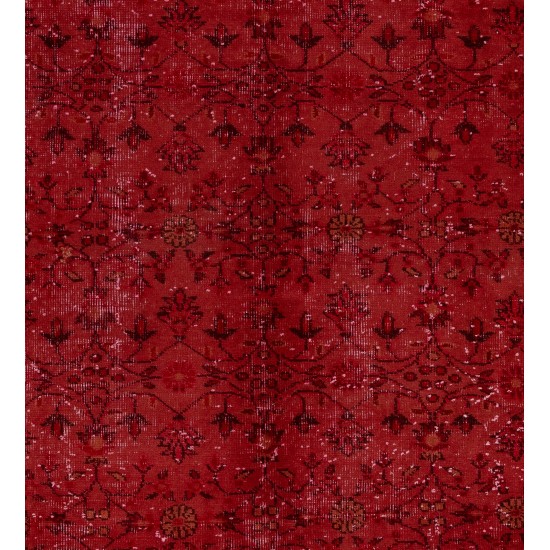 Red Overdyed Rug, 1960s Hand-Knotted Central Anatolian Carpet. 5.6 x 9.2 Ft (170 x 278 cm)