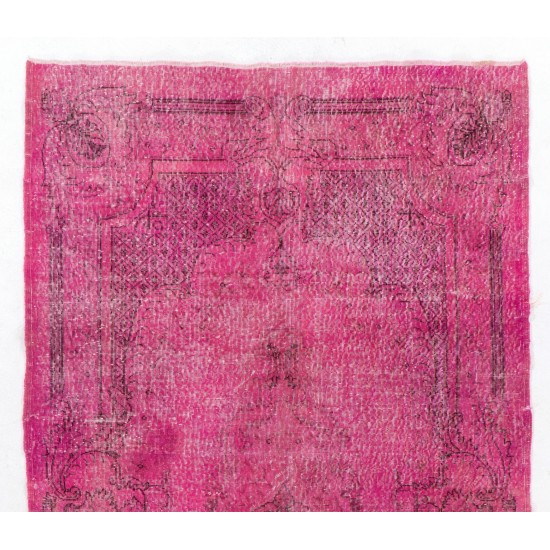 Pink Overdyed Rug, Vintage Handmade Carpet from Turkey. 5.6 x 10 Ft (170 x 306 cm)