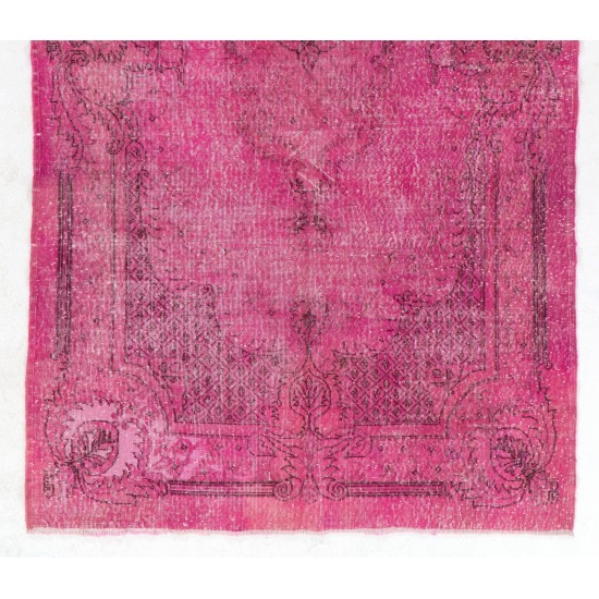 Pink Overdyed Rug, Vintage Handmade Carpet from Turkey. 5.6 x 10 Ft (170 x 306 cm)