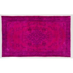 Pink Overdyed Rug, Vintage Handmade Carpet from Turkey. 5.7 x 9.3 Ft (171 x 283 cm)
