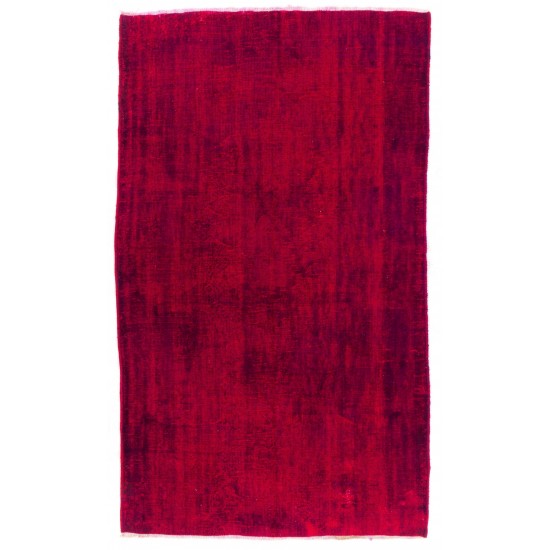 Red Overdyed Rug, 1960s Hand-Knotted Central Anatolian Carpet. 5.7 x 9.4 Ft (172 x 285 cm)