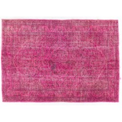 Pink Overdyed Rug, Vintage Handmade Carpet from Turkey. 5.7 x 8.3 Ft (173 x 252 cm)