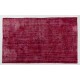 Distressed Red Overdyed Rug, 1960s Hand-Knotted Central Anatolian Carpet. 5.8 x 9.6 Ft (174 x 290 cm)