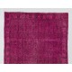 Pink Overdyed Turkish Rug, Vintage Floral Design Handmade Carpet. 5.8 x 9.3 Ft (175 x 283 cm)
