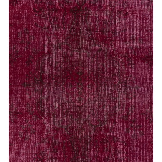 Red Overdyed Rug for Modern Interiors, 1960s Hand-Knotted Central Anatolian Carpet. 6 x 9 Ft (180 x 275 cm)