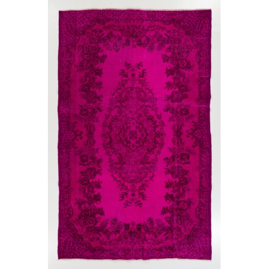 Pink Overdyed Rug, Vintage Handmade Carpet from Turkey. 6 x 9.8 Ft (180 x 297 cm)