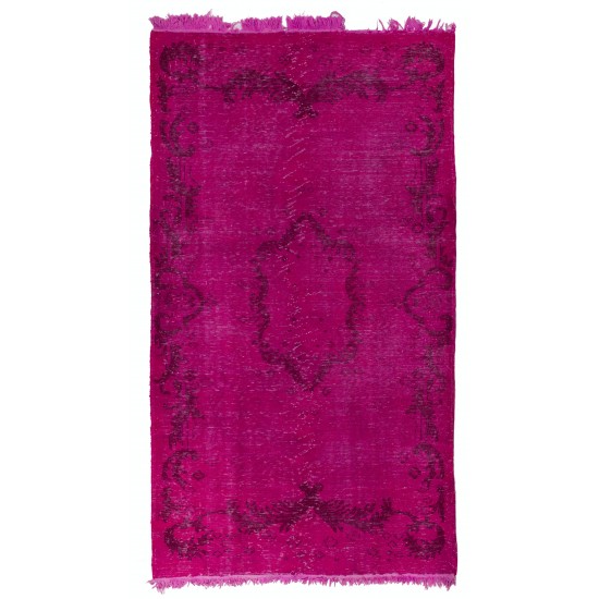 Pink Overdyed Rug, Vintage Handmade Carpet from Turkey. 6 x 10.4 Ft (182 x 315 cm)