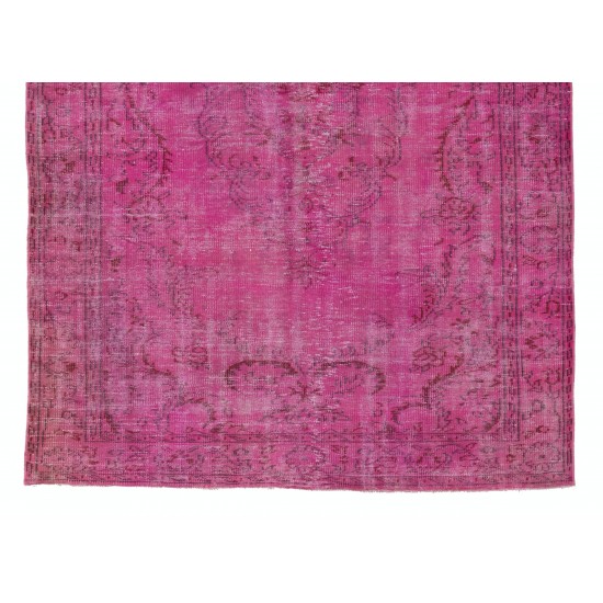 Pink Overdyed Rug, Vintage Handmade Carpet from Turkey. 6 x 9 Ft (183 x 275 cm)