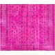 Fuchsia Pink Overdyed Rug with Floral Design, Vintage Handmade Carpet from Turkey. 6 x 9.5 Ft (184 x 287 cm)