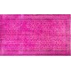 Fuchsia Pink Overdyed Rug with Floral Design, Vintage Handmade Carpet from Turkey. 6 x 9.5 Ft (184 x 287 cm)
