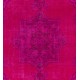 Fuchsia Pink Overdyed Rug, Vintage Handmade Carpet from Turkey. 6 x 10.3 Ft (184 x 313 cm)