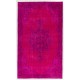 Fuchsia Pink Overdyed Rug, Vintage Handmade Carpet from Turkey. 6 x 10.3 Ft (184 x 313 cm)