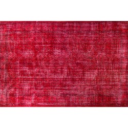 Red Overdyed Rug for Modern Interiors, 1960s Hand-Knotted Central Anatolian Carpet. 6.2 x 9.6 Ft (187 x 290 cm)