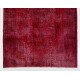 Red Overdyed Rug for Modern Interiors, 1960s Hand-Knotted Central Anatolian Carpet. 6.2 x 9.9 Ft (187 x 300 cm)