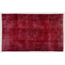 Red Overdyed Rug for Modern Interiors, 1960s Hand-Knotted Central Anatolian Carpet. 6.2 x 9.9 Ft (187 x 300 cm)