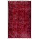 Red Overdyed Rug for Modern Interiors, 1960s Hand-Knotted Central Anatolian Carpet. 6.2 x 9.9 Ft (187 x 300 cm)
