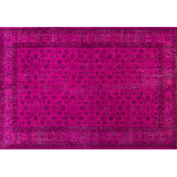 Fuchsia Pink Overdyed Rug, Vintage Handmade Carpet from Turkey. 6.3 x 9.2 Ft (191 x 280 cm)