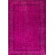 Fuchsia Pink Overdyed Rug, Vintage Handmade Carpet from Turkey. 6.3 x 9.2 Ft (191 x 280 cm)
