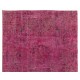 Pink Overdyed Carpet, Hand-Knotted Vintage Area Rug from Turkey. 6.4 x 10 Ft (193 x 307 cm)