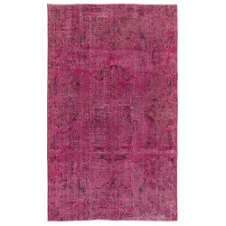 Pink Overdyed Carpet, Hand-Knotted Vintage Area Rug from Turkey. 6.4 x 10 Ft (193 x 307 cm)
