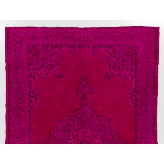 Pink Overdyed Carpet, Hand-Knotted Vintage Area Rug from Turkey. 6.4 x 10 Ft (194 x 304 cm)