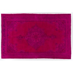 Pink Overdyed Carpet, Hand-Knotted Vintage Area Rug from Turkey. 6.4 x 10 Ft (194 x 304 cm)