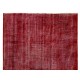 Distressed Red Overdyed Rug, 1960s Hand-Knotted Central Anatolian Carpet. 6.5 x 9.3 Ft (196 x 281 cm)