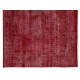 Distressed Red Overdyed Rug, 1960s Hand-Knotted Central Anatolian Carpet. 6.5 x 9.3 Ft (196 x 281 cm)