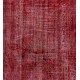 Distressed Red Overdyed Rug, 1960s Hand-Knotted Central Anatolian Carpet. 6.5 x 9.3 Ft (196 x 281 cm)