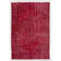 Red Overdyed Area Rug, 1960s Hand-Knotted Central Anatolian Carpet. 6.5 x 9.6 Ft (196 x 290 cm)