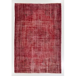 Red Overdyed Rug for Modern Interiors, 1960s Hand-Knotted Central Anatolian Carpet. 6.5 x 9.6 Ft (196 x 291 cm)