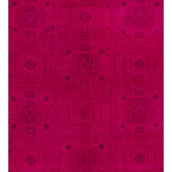 Pink Overdyed Rug, Vintage Handmade Carpet from Turkey. 6.5 x 9.8 Ft (196 x 296 cm)