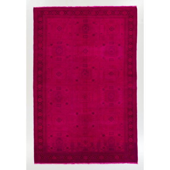 Pink Overdyed Rug, Vintage Handmade Carpet from Turkey. 6.5 x 9.8 Ft (196 x 296 cm)