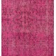 Pink Overdyed Carpet, Hand-Knotted Vintage Area Rug from Turkey. 6.7 x 9.7 Ft (204 x 294 cm)