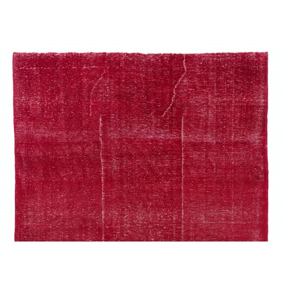 Red Overdyed Area Rug, 1960s Hand-Knotted Central Anatolian Carpet. 6.7 x 9.9 Ft (204 x 300 cm)
