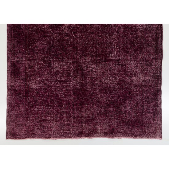 Maroon Red Overdyed Area Rug, 1960s Hand-Knotted Central Anatolian Carpet. 6.9 x 10.2 Ft (210 x 309 cm)