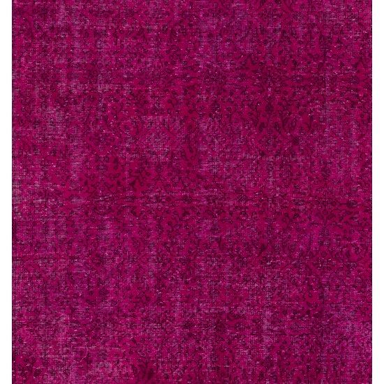 Fuchsia Pink Overdyed Rug, Vintage Handmade Carpet from Turkey. 7 x 10.4 Ft (213 x 315 cm)