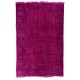 Fuchsia Pink Overdyed Rug, Vintage Handmade Carpet from Turkey. 7 x 10.4 Ft (213 x 315 cm)