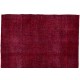 Burgundy Red Overdyed Area Rug, 1960s Hand-Knotted Central Anatolian Carpet. 7.4 x 10 Ft (223 x 302 cm)